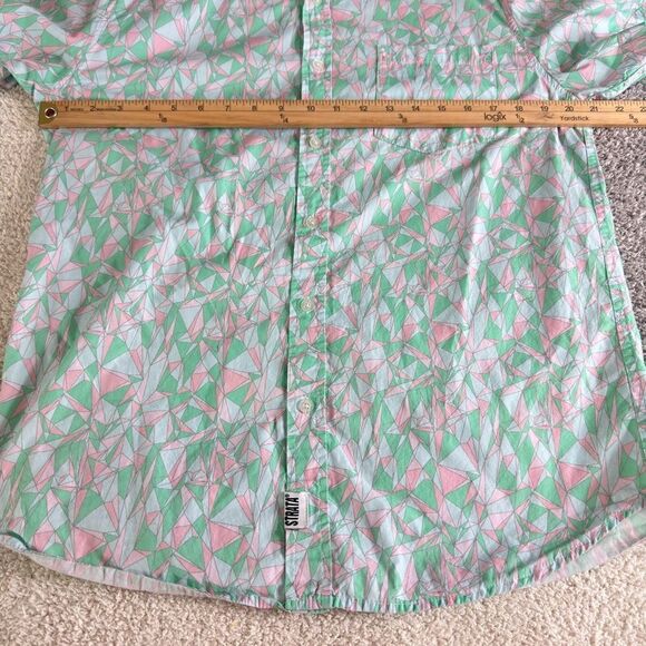 Strata Shirt Mens Size Medium Geo print Button Up Casual retro Cotton Hawaiian - Picture 7 of 10